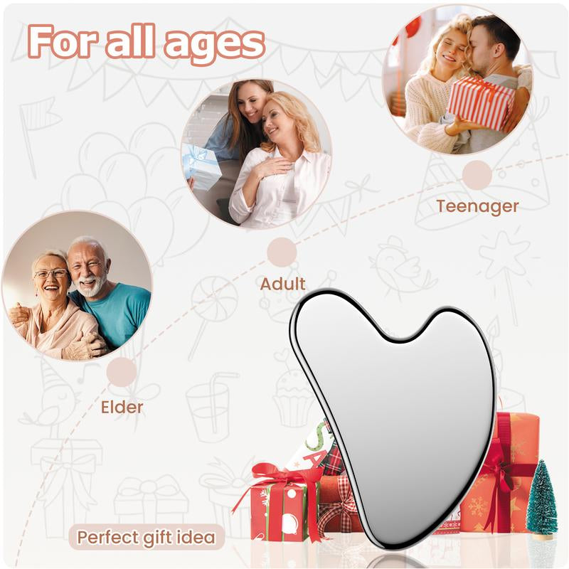 304 Stainless Steel Gua Sha Facial Tools. Comfort Guasha Tool for Face or Body Massage. Skin Care Tool for Body Treatment, Metal Beauty Essentials
