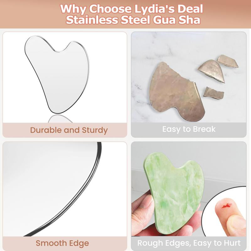 304 Stainless Steel Gua Sha Facial Tools. Comfort Guasha Tool for Face or Body Massage. Skin Care Tool for Body Treatment, Metal Beauty Essentials