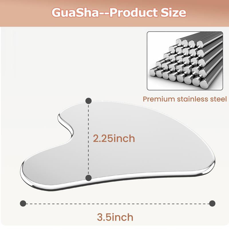 304 Stainless Steel Gua Sha Facial Tools. Comfort Guasha Tool for Face or Body Massage. Skin Care Tool for Body Treatment, Metal Beauty Essentials