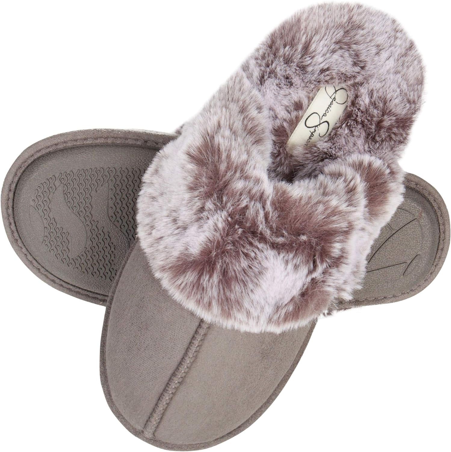 Womens Comfy Faux Fur House Slipper Scuff Memory Foam Slip on Anti-Skid Soleslipper