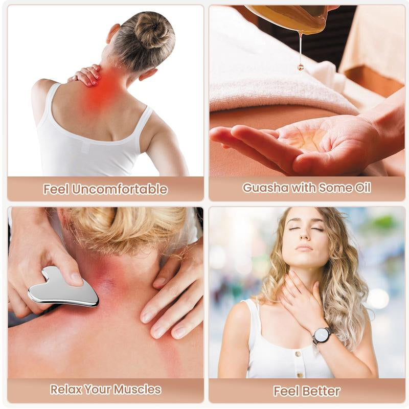 304 Stainless Steel Gua Sha Facial Tools. Comfort Guasha Tool for Face or Body Massage. Skin Care Tool for Body Treatment, Metal Beauty Essentials