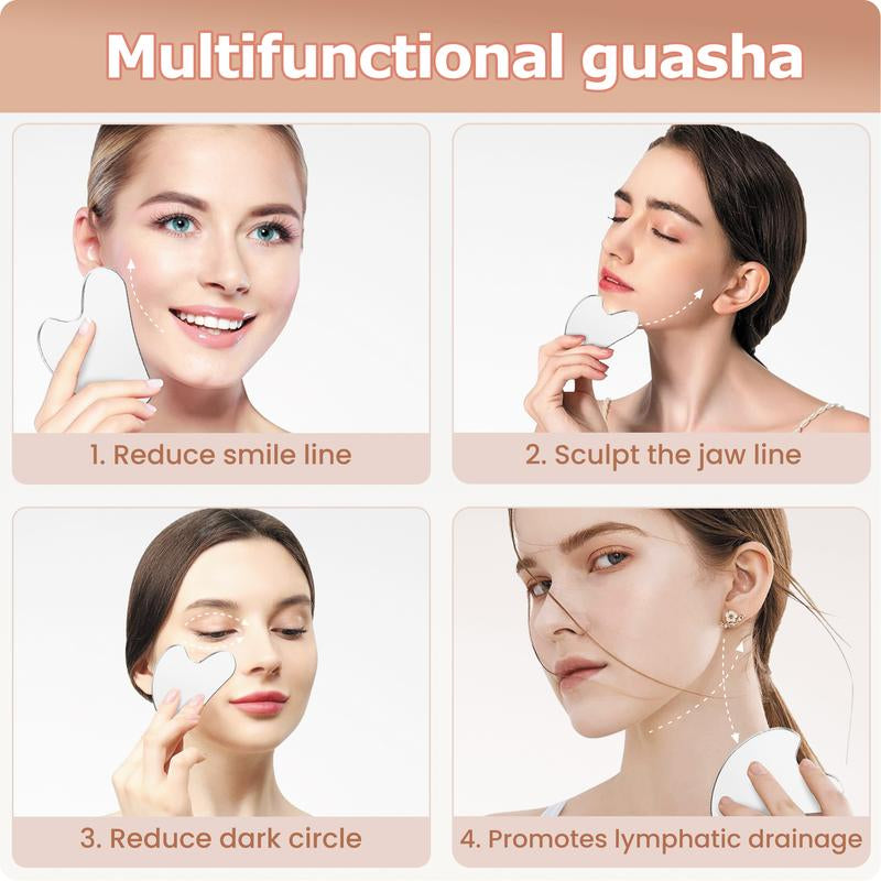 304 Stainless Steel Gua Sha Facial Tools. Comfort Guasha Tool for Face or Body Massage. Skin Care Tool for Body Treatment, Metal Beauty Essentials